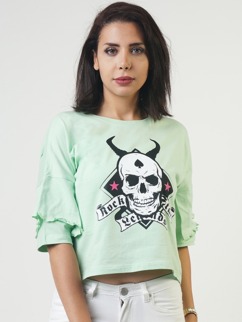 

Blue Saint Women Green Printed Crop Top
