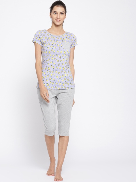 

Sweet Dreams Women Blue & Grey Printed Night Suit