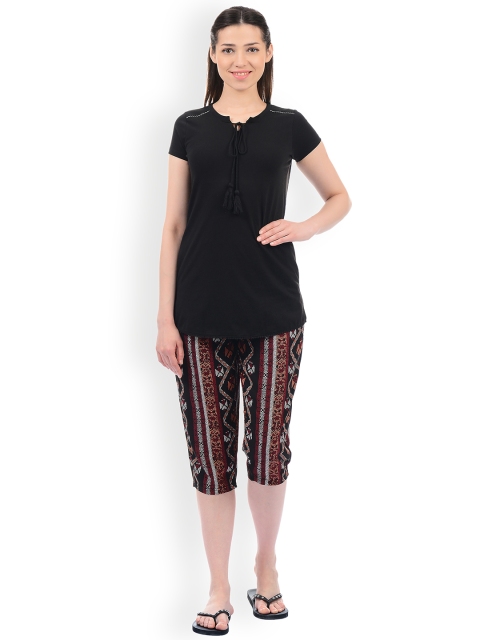 

Sweet Dreams Women Black Solid Night Suit
