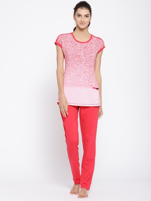 

Sweet Dreams Women Red & Pink Animal Printed Night Suit