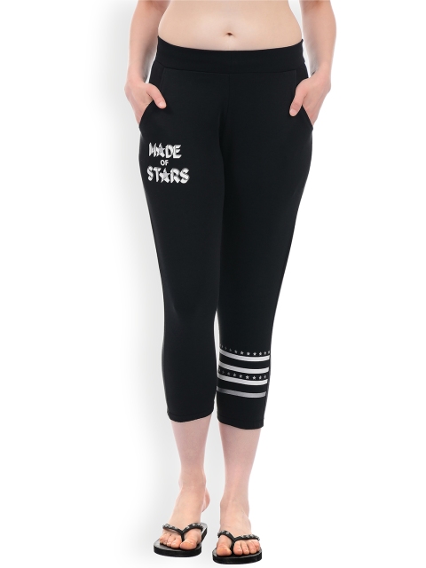 

Sweet Dreams Women Black & White Solid Regular Fit Lounge Capris LC-320718