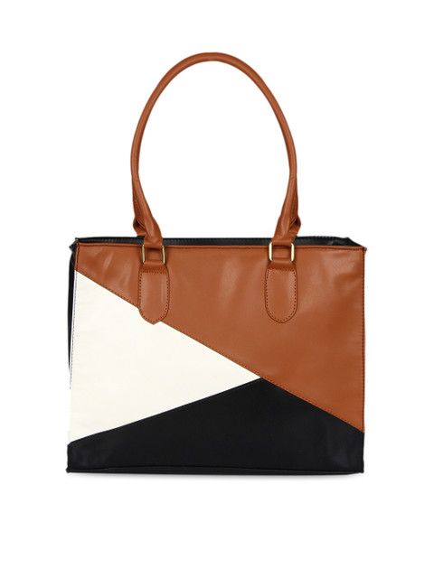 

Berrypeckers Black & Tan Colourblocked Handheld Bag