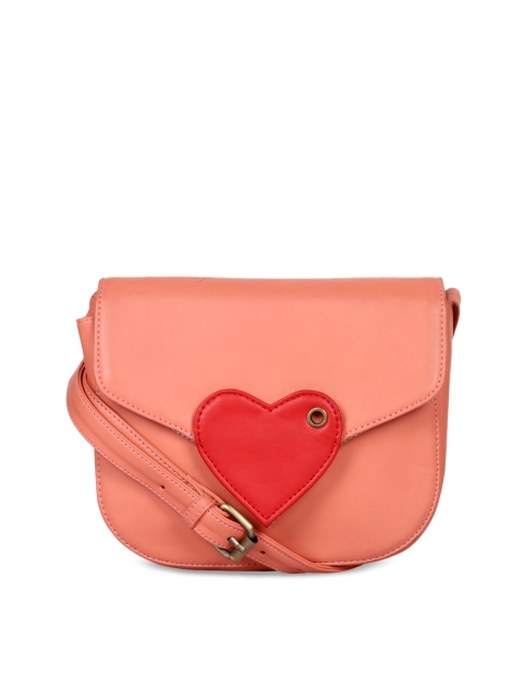 

Berrypeckers Peach-Coloured & Red Solid Sling Bag