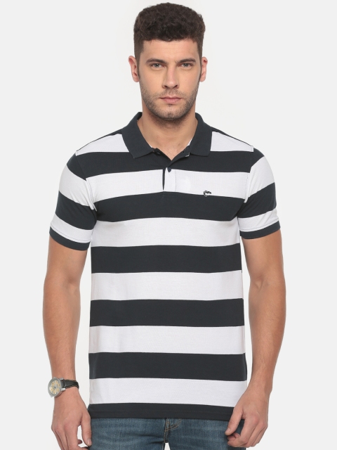 

Ruggers Men Navy Blue & White Striped Polo T-shirt