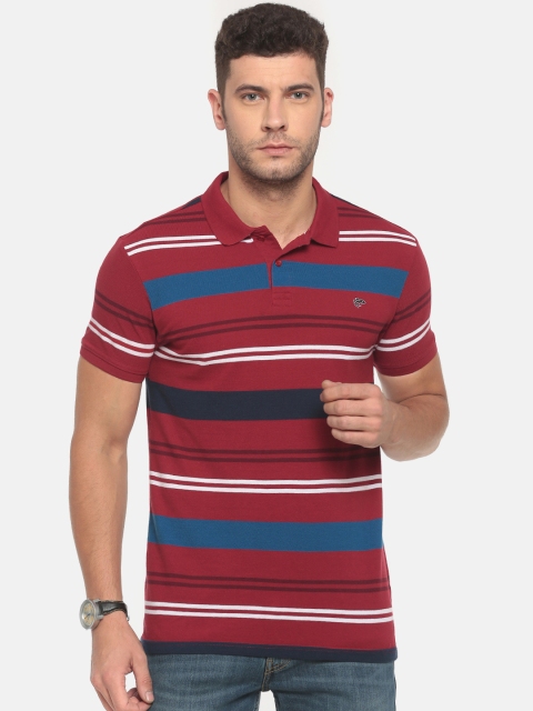 

Ruggers Men Red Striped Polo Collar T-shirt