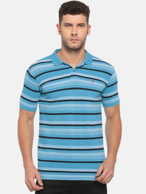 

Ruggers Men Blue & Black Striped Polo Collar T-shirt