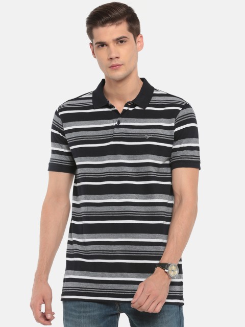 

Ruggers Men Navy Blue & White Striped Polo Collar T-shirt