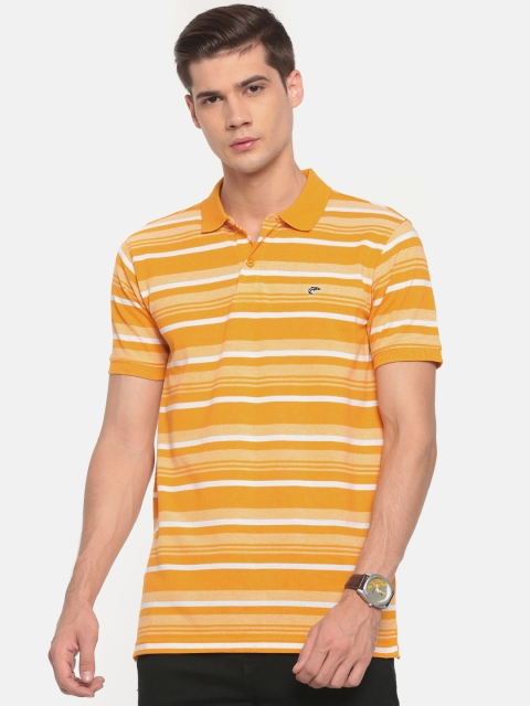 

Ruggers Men Orange Striped Polo Collar T-shirt