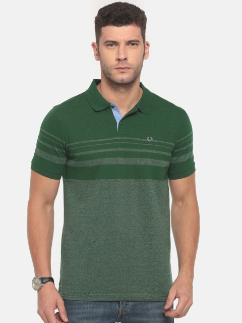 

Ruggers Men Green Striped Polo Collar T-shirt