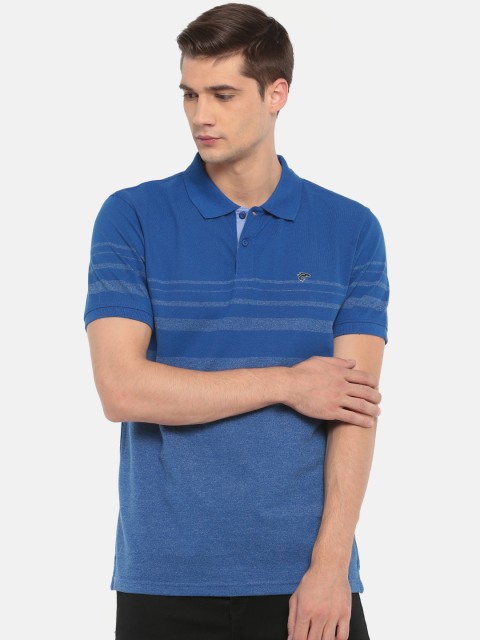 

Ruggers Men Blue Striped Polo Collar T-shirt