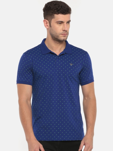 

Ruggers Men Navy Printed Polo Collar T-shirt, Navy blue
