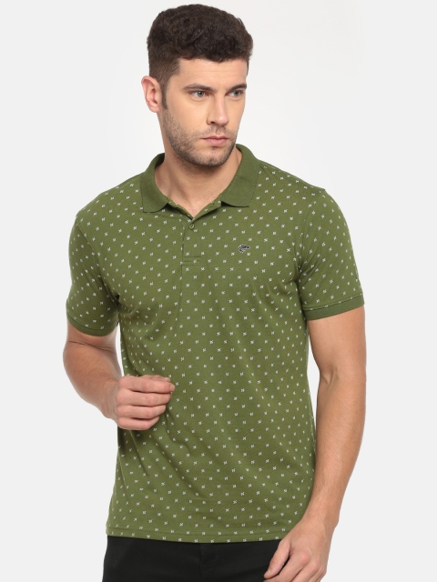 

Ruggers Men Olive Green Printed Polo Collar T-shirt