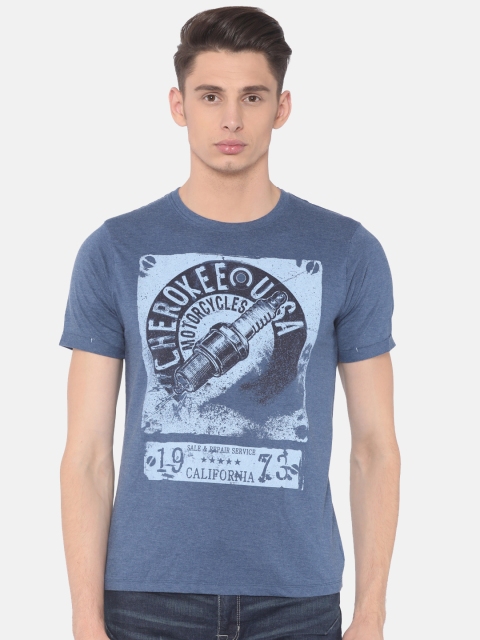 

Cherokee Men Blue Printed Round Neck T-shirt