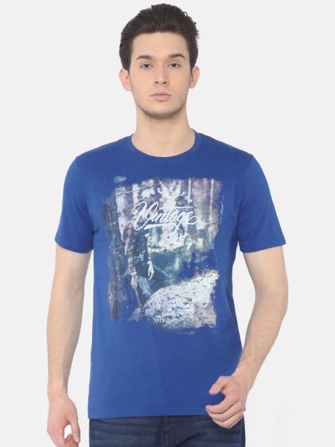 

Cherokee Men Blue Printed Round Neck Pure Cotton T-shirt