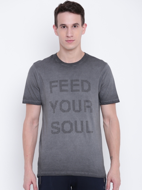 

Colt Men Grey Self Design Slim Fit Round Neck T-shirt