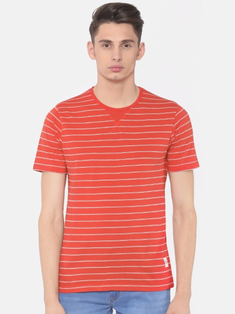 

Cherokee Men Red & White Striped Round Neck T-shirt