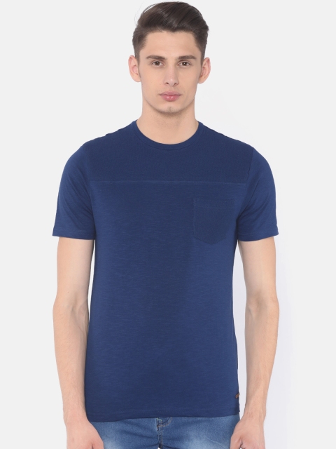 

Cherokee Men Navy Blue Solid Round Neck T-shirt