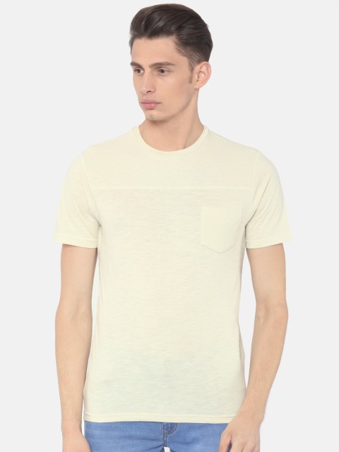 

Cherokee Men Off-White Solid Round Neck T-shirt