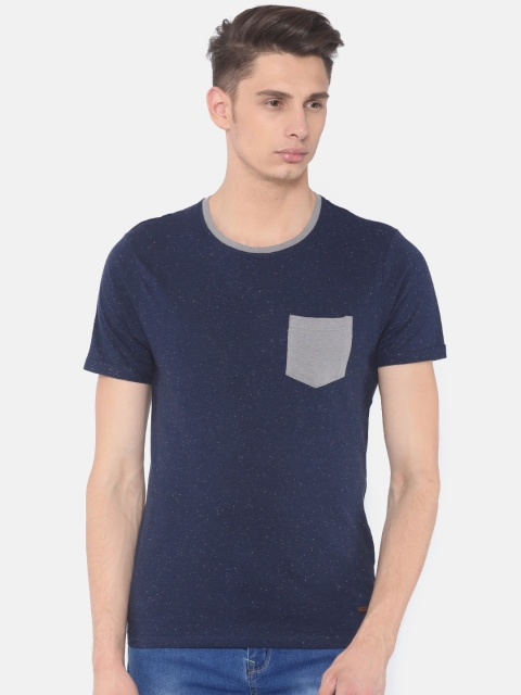 

Cherokee Men Navy Blue Solid Round Neck T-shirt