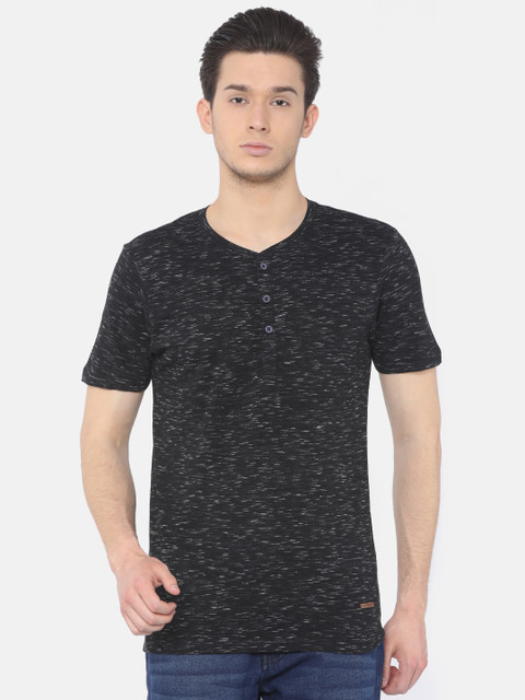 

Cherokee Men Black Solid Slim Fit Henley T-shirt