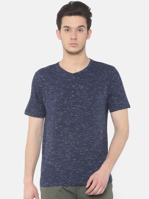 

Cherokee Men Navy Solid Henley Neck T-shirt, Navy blue