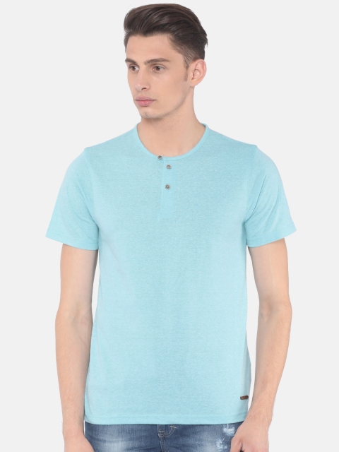 

Cherokee Men Blue Solid Henley Neck T-shirt