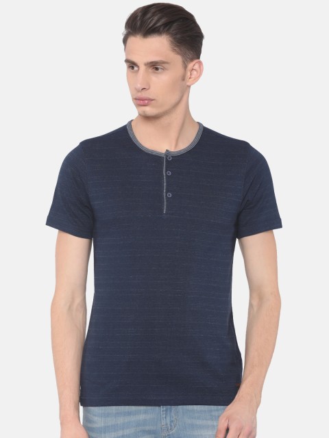 

Cherokee Men Navy Striped Henley Neck T-shirt, Navy blue