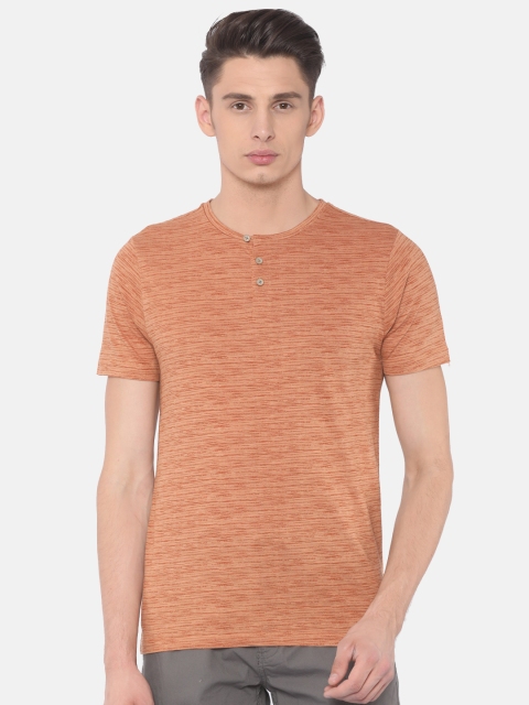 

Cherokee Men Rust Brown Solid Henley Neck T-shirt