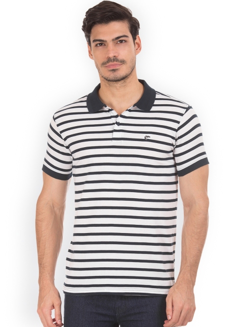 

Ruggers Men Navy Blue Striped Polo Collar T-shirt