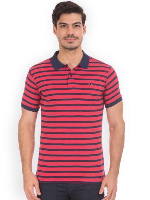 

Ruggers Men Red Striped Polo Collar T-shirt