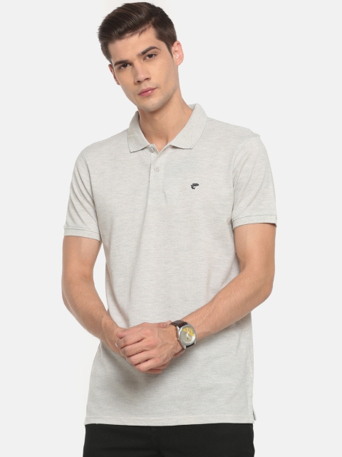 

Ruggers Men Grey Melange Solid Polo Collar T-shirt
