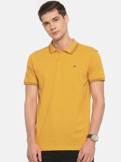 

Ruggers Men Mustard Solid Polo Collar T-shirt