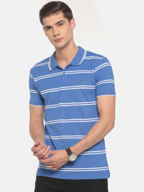 

Ruggers Men Blue & White Striped Polo Collar T-shirt