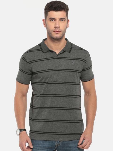 

Ruggers Men Charcoal Striped Polo Collar T-shirt