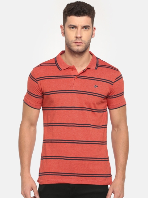 

Ruggers Men Red & Navy Striped Polo Collar T-shirt