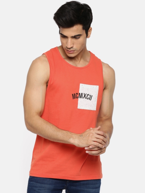 

Colt Men Orange Printed Round Neck Pure Cotton T-shirt