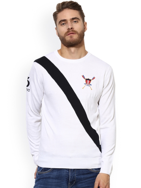 

Red Tape Men White & Black Colorblocked Pullover