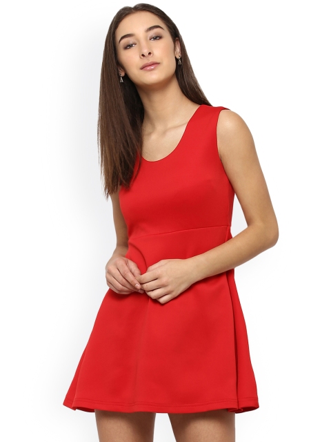 

MIWAY Women Red Solid A-Line Dress