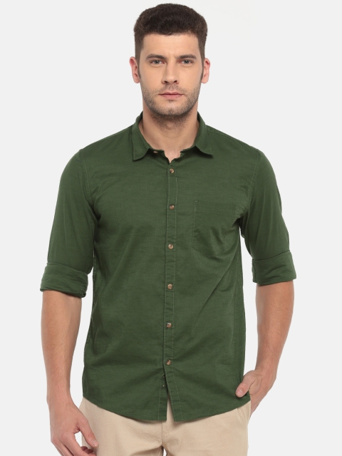 

Ruggers Men Green Contemporary Regular Fit Solid Casual Shirt