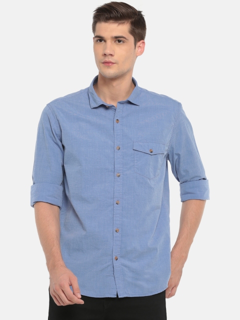

Ruggers Men Blue Solid Contemporary Regular Fit Casual Shirt