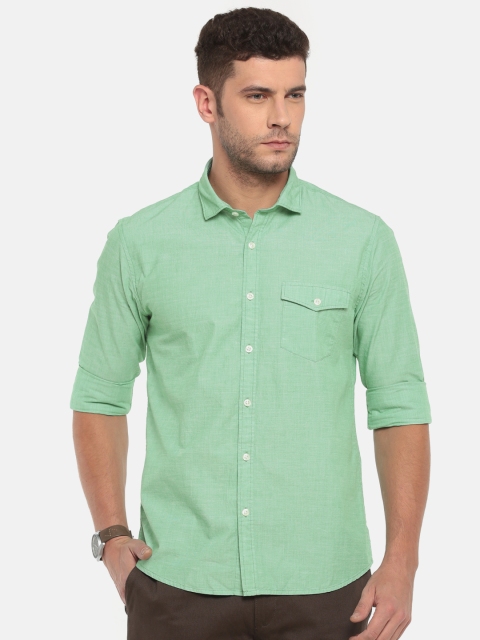 

Ruggers Men Green Contemporary Regular Fit Solid Casual Shirt