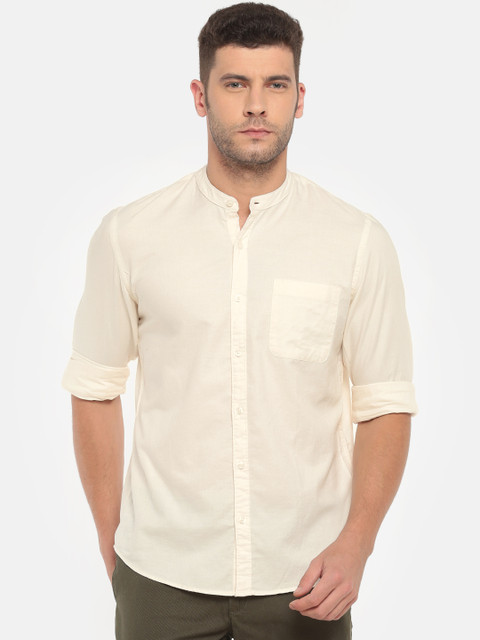 

Ruggers Men Beige Contemporary Regular Fit Solid Casual Shirt