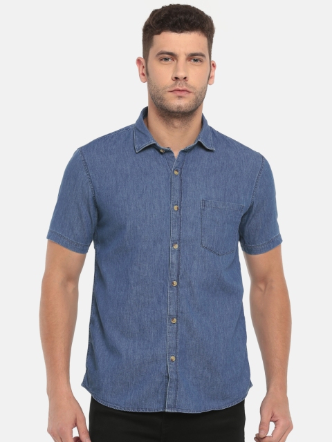 

Ruggers Men Blue Chambray Contemporary Regular Fit Solid Casual Shirt