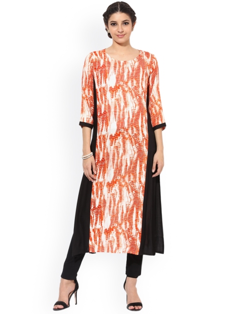 

Sangria Women Orange Printed Straight Kurta
