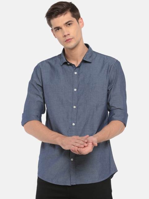 

Ruggers Men Blue Contemporary Regular Fit Self Design Casual Shirt