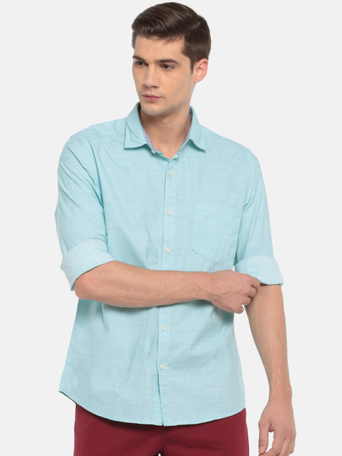 

Ruggers Men Blue Solid Contemporary Regular Fit Casual Shirt