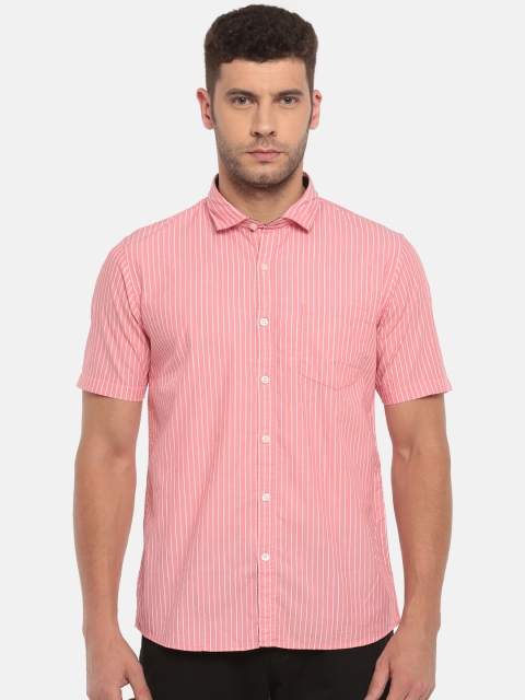 

Ruggers Men Pink & White Striped Regular Fit Casual Shirt