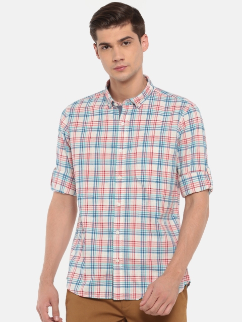 

Ruggers Men Beige & Red Regular Fit Checked Casual Shirt