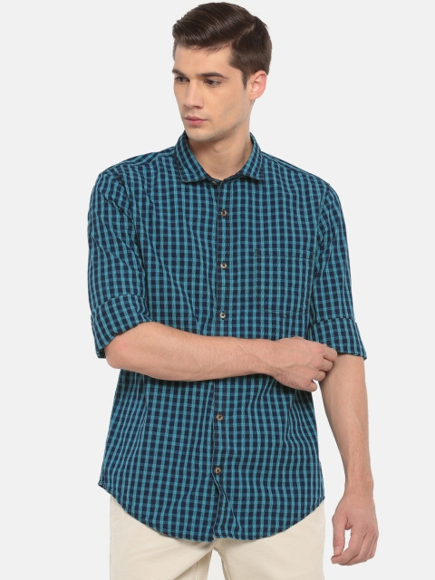 

Ruggers Men Blue Checked Contemporary Regular Fit Casual Shirt