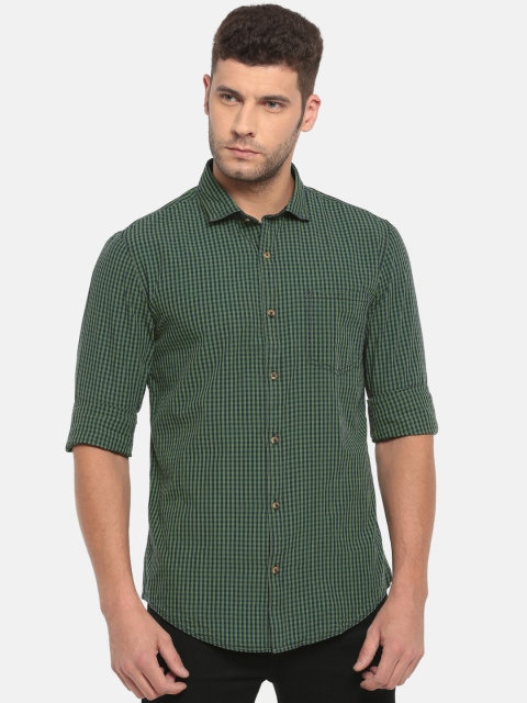

Ruggers Men Green & Navy Regular Fit Checked Casual Shirt